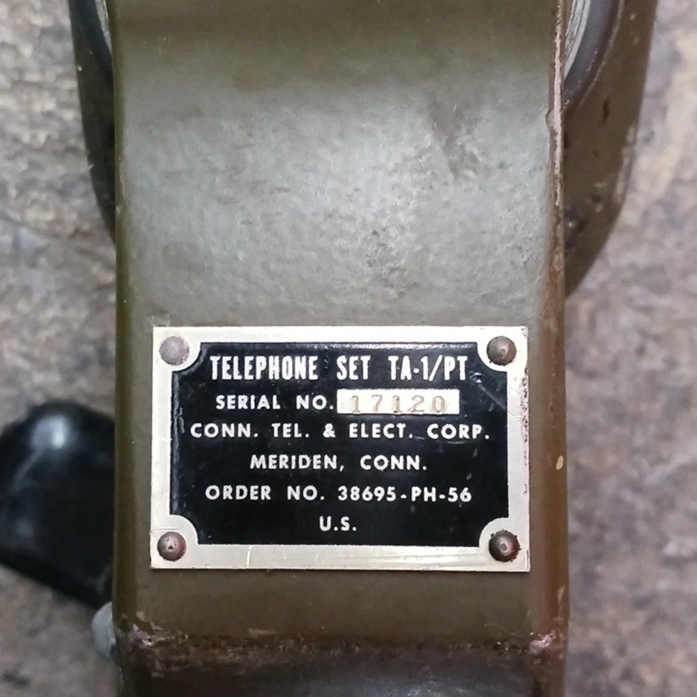 Vintage US Army Military Field Telephone TA-1/PT & Hard Carry Case